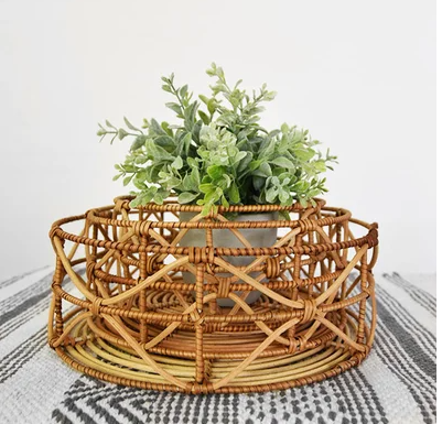 Rattan Pattern Round Tray