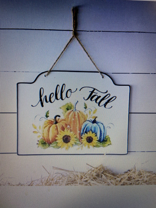 Hello Fall Tin Sign
