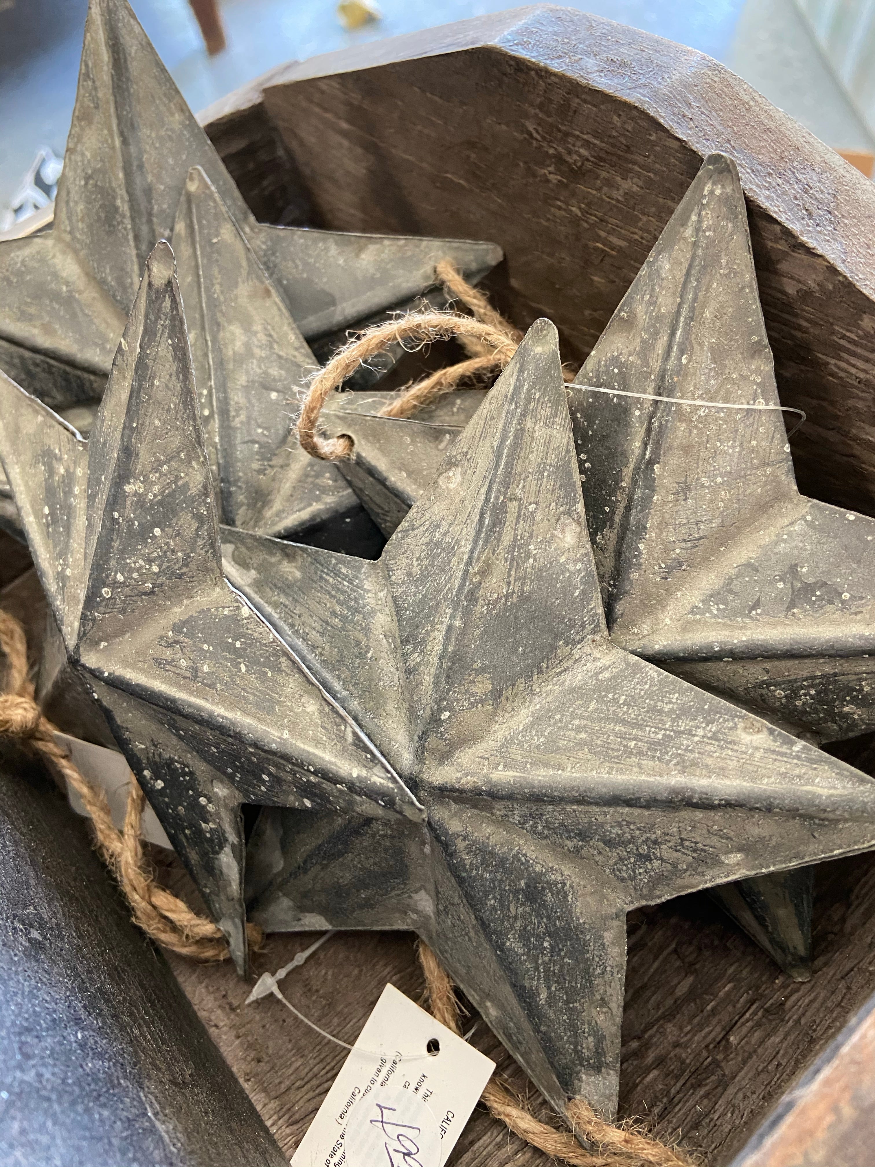 Metal Star on Twine -Ornament